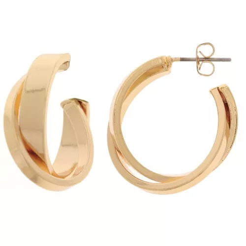 24mm Design hoop earrings - Gold Tone x2