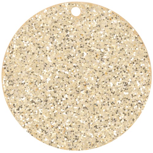 Pendentif rond 36 mm en plexiglas - Pailleté Doré x1