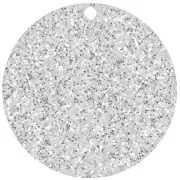 Pendentif rond 36 mm en plexiglas - Pailleté Argenté x1