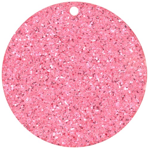 36mm Round Plexiglas Pendant - Pink Glitter x1