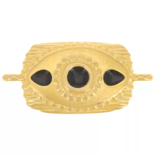 26x12mm Textured spacer with epoxy resin - Gold Fine plated - Black x1