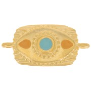 26x12mm Textured spacer with epoxy resin - Gold Fine plated - Ochre - Blue x1|raw }}