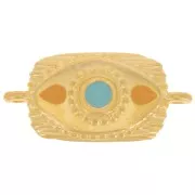 26x12mm Textured spacer with epoxy resin - Gold Fine plated - Ochre - Blue x1