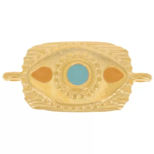 26x12mm Textured spacer with epoxy resin - Gold Fine plated - Ochre - Blue x1
