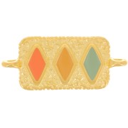 28x12mm Rectangular rhombus pattern spacer - Fine gold Plated - Pastel x1|raw }}