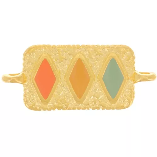 28x12mm Rectangular rhombus pattern spacer - Fine gold Plated - Pastel x1