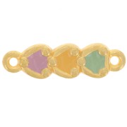 23x7mm 3 hearts with epoxy resin - Fine gold plated - Pastel x1|raw }}