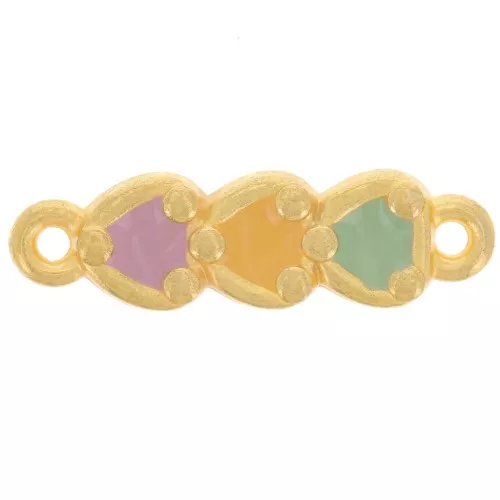 23x7mm 3 hearts with epoxy resin - Fine gold plated - Pastel x1