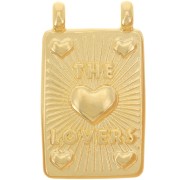 29x17mm Rectangle pendant - hearts - Fine Gold plated x1|raw }}