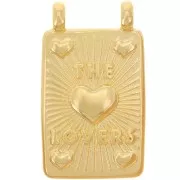 29x17mm Rectangle pendant - hearts - Fine Gold plated x1