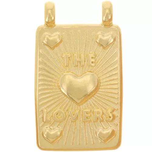 29x17mm Rectangle pendant - hearts - Fine Gold plated x1
