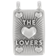 29x17mm Rectangle pendant - hearts - Antique sterling silver plating x1
