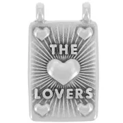 29x17mm Rectangle pendant - hearts - Antique sterling silver plating x1