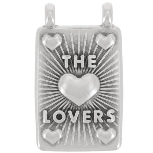 29x17mm Rectangle pendant - hearts - Antique sterling silver plating x1