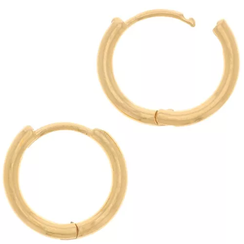 Dormeuses créoles rondes 16 mm à décorer - Doré à l'or fin x2