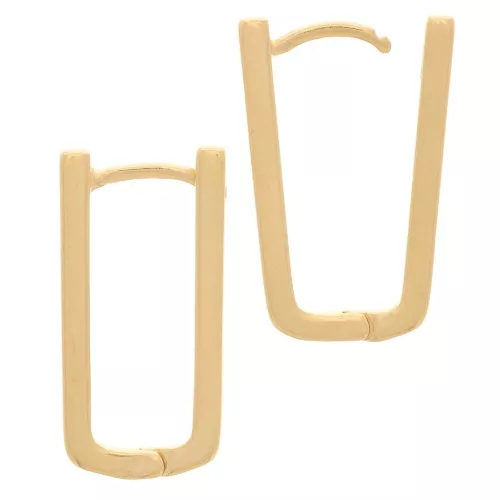 21x11mm Rectangular leverback earrings to decorate - Fine Gold plated x2