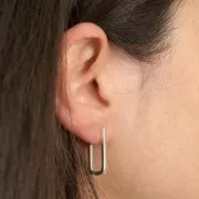 21x11mm Rectangular leverback earrings to decorate - Antique fine silver plated x2