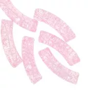 32x8mm Clear acrylic curved tube beads crackle effect - Light pink x6