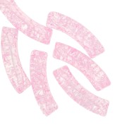 32x8mm transparent acrylic tube beads with crackle effect - Light pink x6