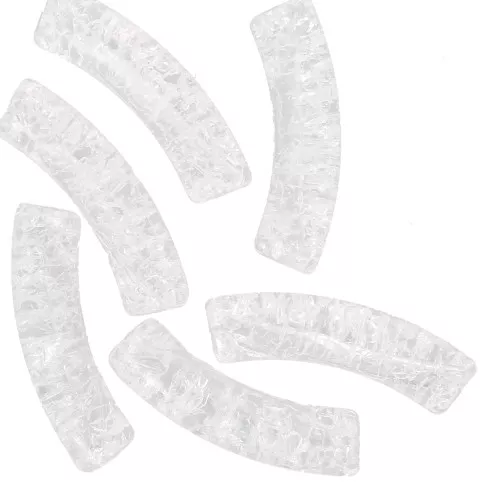 Beads tube curved 32x8mm acrylic transparent crackle effect - Transparent x6