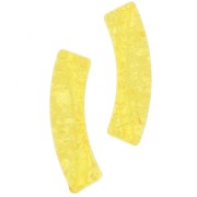 32x8 mm clear acrylic curved tube beads with crackle effect - Yellow x6
