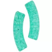 32x8mm Clear acrylic curved tube beads crackle effect - Turquoise Green x6