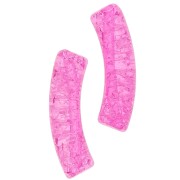 32x8mm Clear acrylic curved tube beads crackle effect - Fuchsia x6