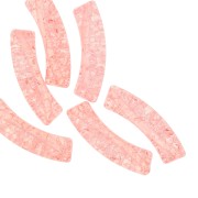 32x8mm Clear acrylic curved tube beads crackle effect - Salmon x6|raw }}