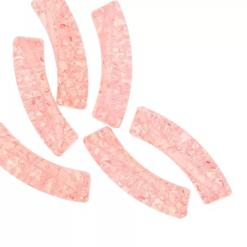 32x8 mm clear acrylic curved tube beads with crackle effect - Salmon x6