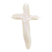 30 - 40mm Irregular cross pearl - Keshi freshwater pearl - White x1