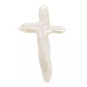 30 - 40mm Irregular cross pearl - Keshi freshwater pearl - White x1