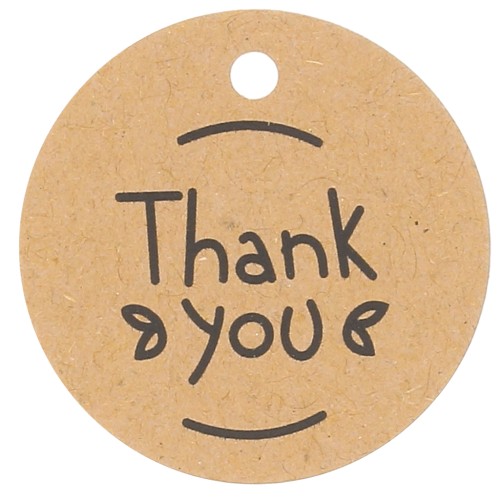 30mm Round labels - Thank You - Kraft x100