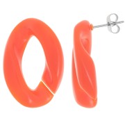29.5x20mm Oval Twisted Stud Earrings - Orange x2