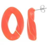 29.5x20mm Oval Twisted Stud Earrings - Orange x2