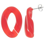 29.5x20mm Oval Twisted Stud Earrings - Red x2