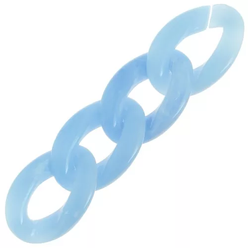 29.5x20mm Oval twisted acrylic link - Sky Blue Marbled - White x1