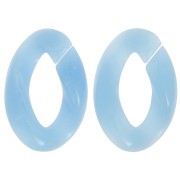 29.5x20mm Oval twisted acrylic link - Sky Blue Marbled - White x1