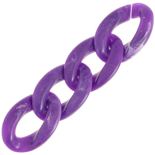 29.5x20mm Oval twisted acrylic link - Marbled Violet - White x1