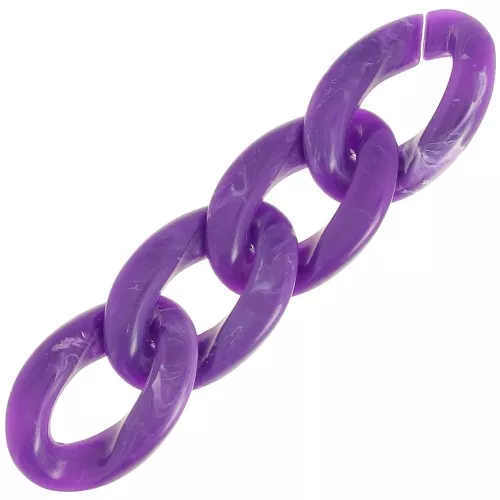 29.5x20mm Oval twisted acrylic link - Marbled Violet - White x1