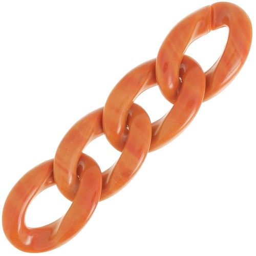 29.5x20mm Oval twisted acrylic link - Marbled Terracotta x1