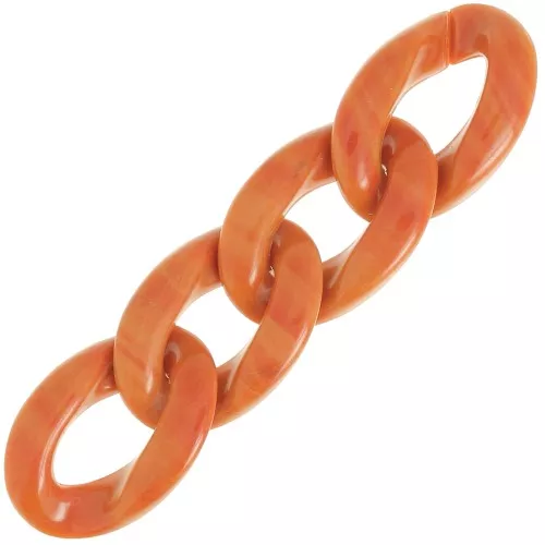 29.5x20mm Oval twisted acrylic link - Marbled Terracotta x1