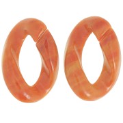 29.5x20mm Oval twisted acrylic link - Marbled Terracotta x1