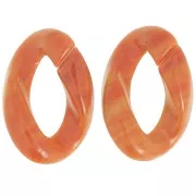 29.5x20mm Oval twisted acrylic link - Marbled Terracotta x1