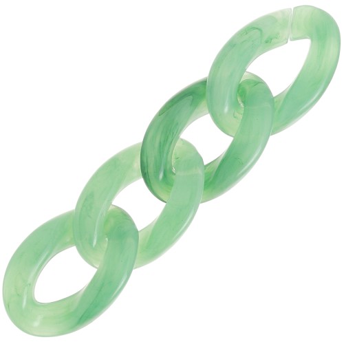 29.5x20mm Oval twisted acrylic link - Marbled Green x1