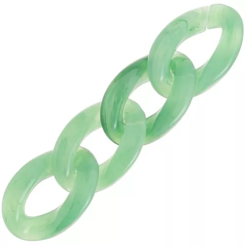 29.5x20mm Oval twisted acrylic link - Marbled Green x1