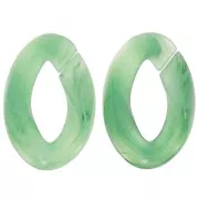29.5x20mm Oval twisted acrylic link - Marbled Green x1