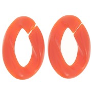 29.5x20mm Oval twisted acrylic link - Orange x1