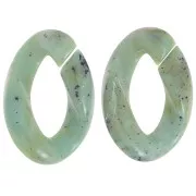 29.5x20mm Oval twisted acrylic link - Grey green - Mottled black x1