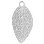 15x7.5mm Leaf charms - Fine silver plating x10