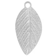 15x7.5mm Leaf charms - Fine silver plating x10